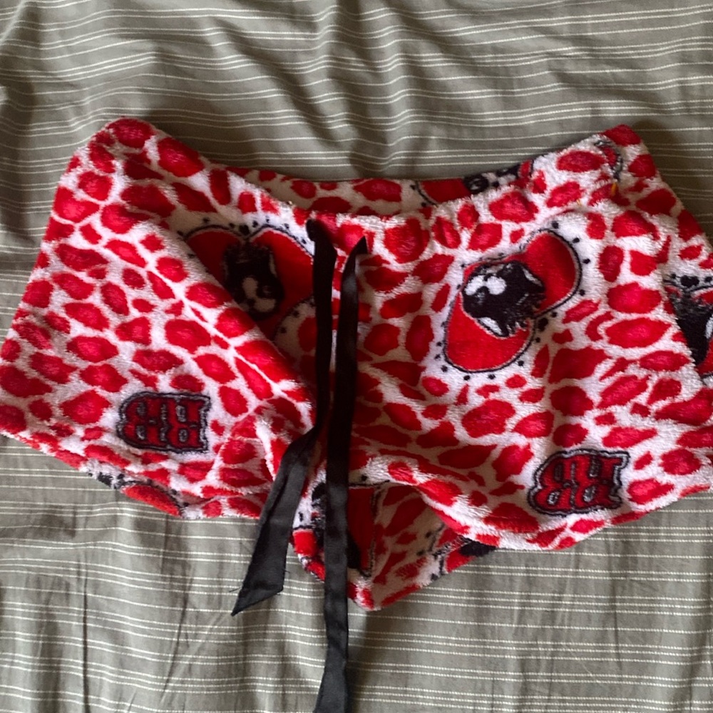Y2k red and white pajama shorts